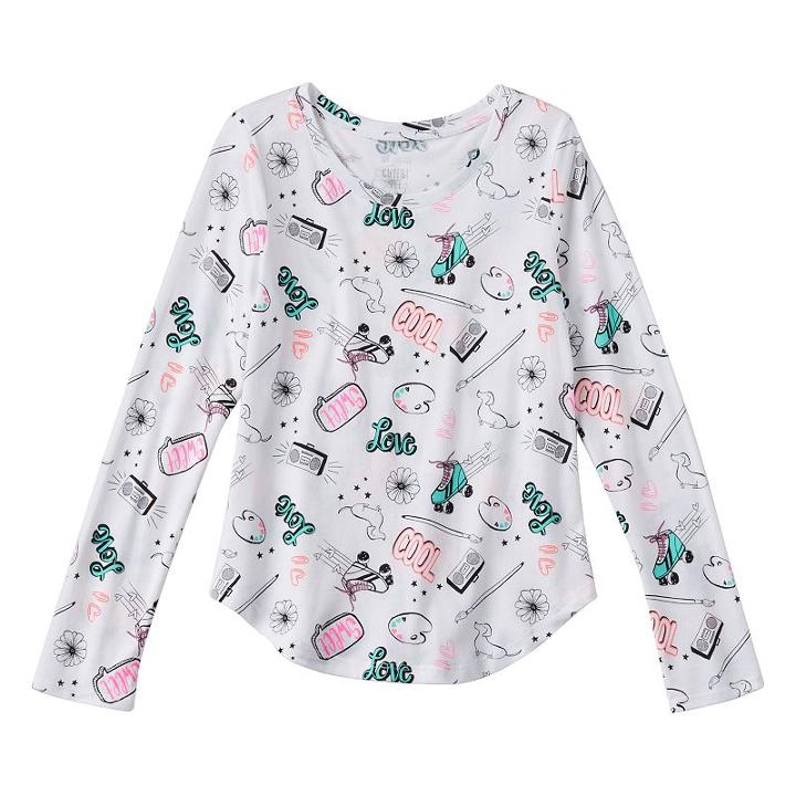 Girls 7-16 & Plus Size So&reg; Perfectly Soft Long Sleeve Graphic Tee, Girl's, Size: 14, Natural