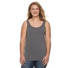 Juniors' Plus Size So&reg; Perfectly Soft Double Scoop Tank Top, Girl's, Size: 2xl, Grey (charcoal)