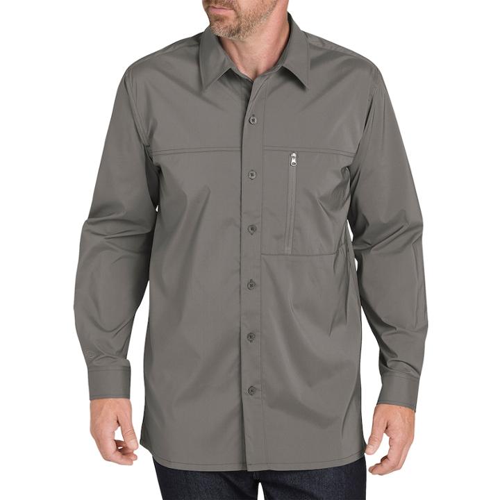 Men's Dickies Regular-fit Zip-pocket Moisture-wicking Button-down Work Shirt, Size: Xxl, Grey Other