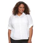 Plus Size Croft & Barrow&reg; Roll-tab Shirt, Women's, Size: 2xl, White