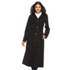 Women's Tower By London Fog Hooded Long Trench Coat, Size: Small, Black