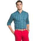 Men's Izod Advantage Regular-fit Sport Flex Plaid Stretch Button-down Shirt, Size: Xl, Green