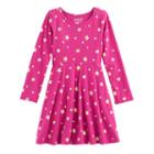 Girls 4-10 Jumping Beans&reg; Long-sleeved Print Skater Dress, Size: 7, Dark Pink