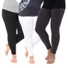 Plus Size White Mark 3-pack Solid Leggings, Women's, Black White Gray