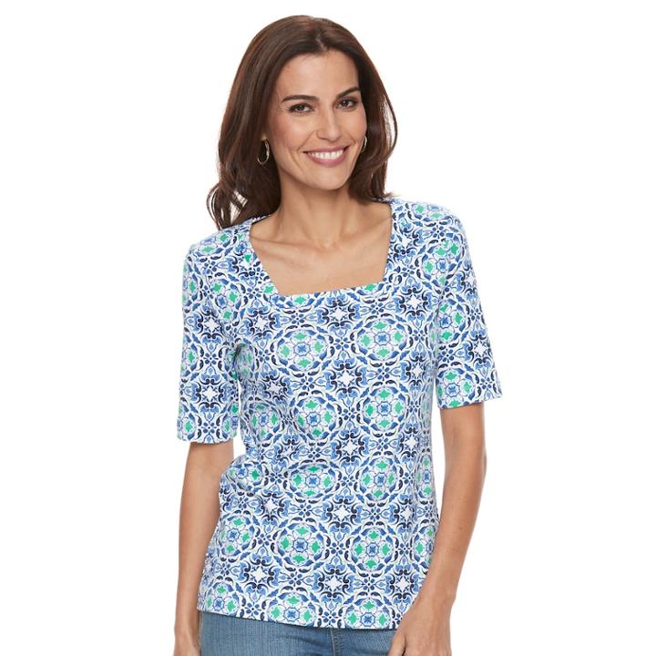 Women's Croft & Barrow&reg; Squareneck Tee, Size: Xl, Blue (navy)