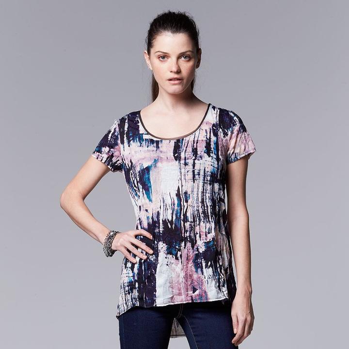 Women's Simply Vera Vera Wang Print Crinkle Tee, Size: Xs, Oxford