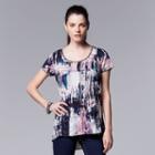Women's Simply Vera Vera Wang Print Crinkle Tee, Size: Xs, Oxford