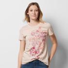 Women's Graphic Crewneck Tee, Size: Medium, Lt Beige