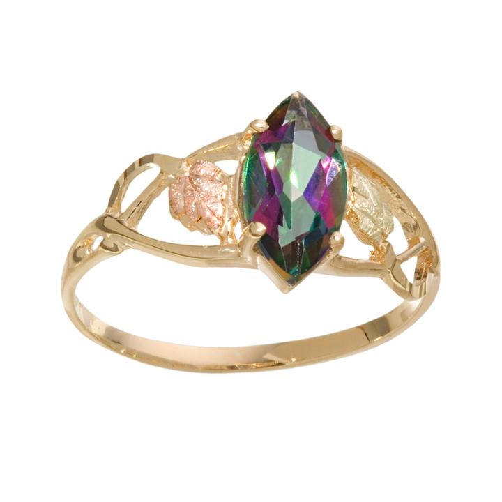 Black Hills Gold Tri-tone Mystic Fire Topaz Ring, Women's, Size: 7, Purple