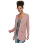 Juniors' So&reg; Lattice Boyfriend Cardigan, Teens, Size: Large, Lt Beige