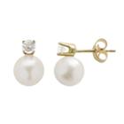 Pearlustre By Imperial Freshwater Cultured Pearl & White Topaz 10k Gold Stud Earrings, Women's