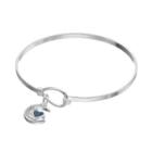 Brilliance Silver-plated Glitter Moon & Heart Bangle Bracelet With Swarovski Crystals, Women's, Blue