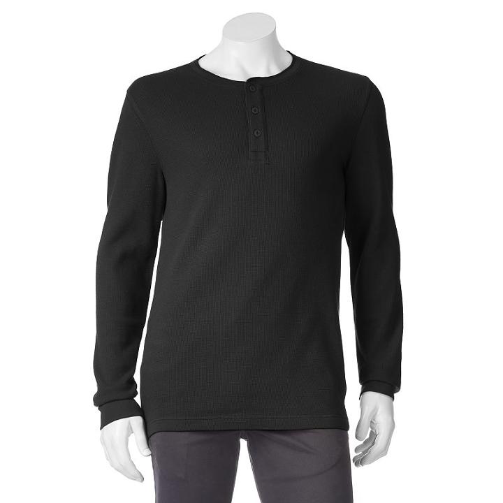 Big & Tall Sonoma Goods For Life™ Thermal Henley, Men's, Size: L Tall, Black
