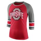 Women's Nike Ohio State Buckeyes Striped Sleeve Tee, Size: Small, Red