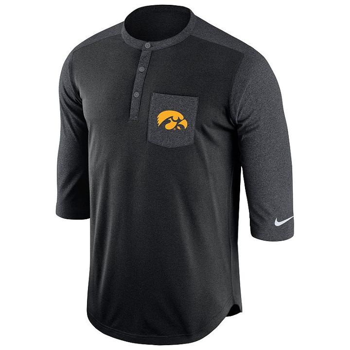 Men's Nike Iowa Hawkeyes Dri-fit Touch Henley, Size: Medium, Ovrfl Oth