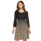Women's Dana Buchman Striped Fit & Flare Sweaterdress, Size: Xl, Grey (charcoal)