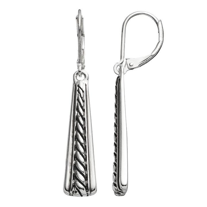 Dana Buchman Textured Bar Linear Drop Earrings, Women's, Silver