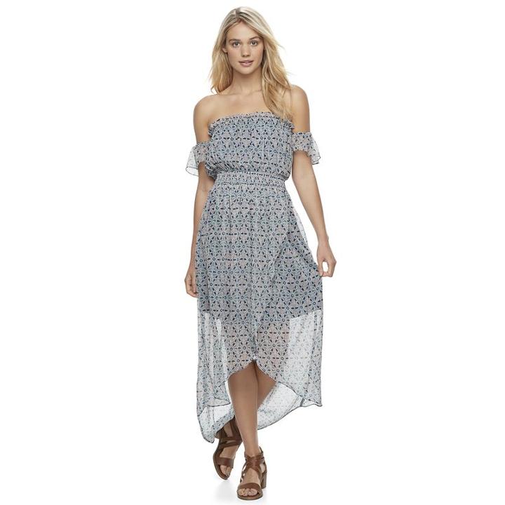 Juniors' Mason & Belle Print Off The Shoulder Maxi Dress, Girl's, Size: Xl, Blue Other