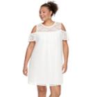 Juniors' Plus Size Lily Rose Lace Cold-shoulder Shift Dress, Teens, Size: 3xl, Natural