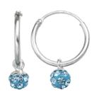 Charming Girl Sterling Silver Crystal Bead Hoop Earrings - Made With Swarovski Crystals - Kids, Blue