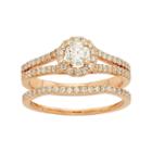 Igl Certified Diamond Halo Engagement Ring Set In 14k Rose Gold (1 Carat T.w.), Women's, Size: 7, White
