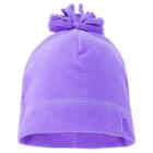 Girls 4-16 Pom Pom Fleece Beanie, Med Purple