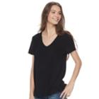 Juniors' So&reg; Oversized Round Hem Pocket Tee, Teens, Size: Medium, Black