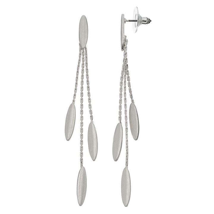 Lc Lauren Conrad Triple Chain Oval Drop Earrings, Women's, Silver