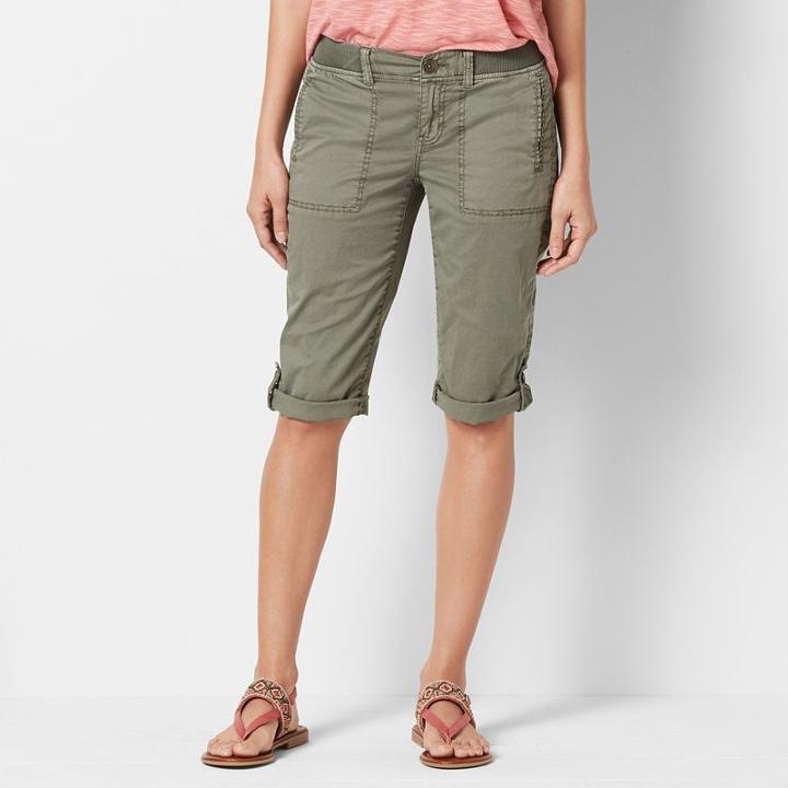 Petite Sonoma Goods For Life™ Button-tab Skimmer Capris, Women's, Size: 8 Petite, Med Green