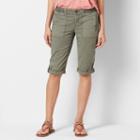 Petite Sonoma Goods For Life&trade; Button-tab Skimmer Capris, Women's, Size: 8 Petite, Med Green