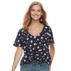 Juniors' Love, Fire Twist Front Top, Teens, Size: Medium, Blue (navy)
