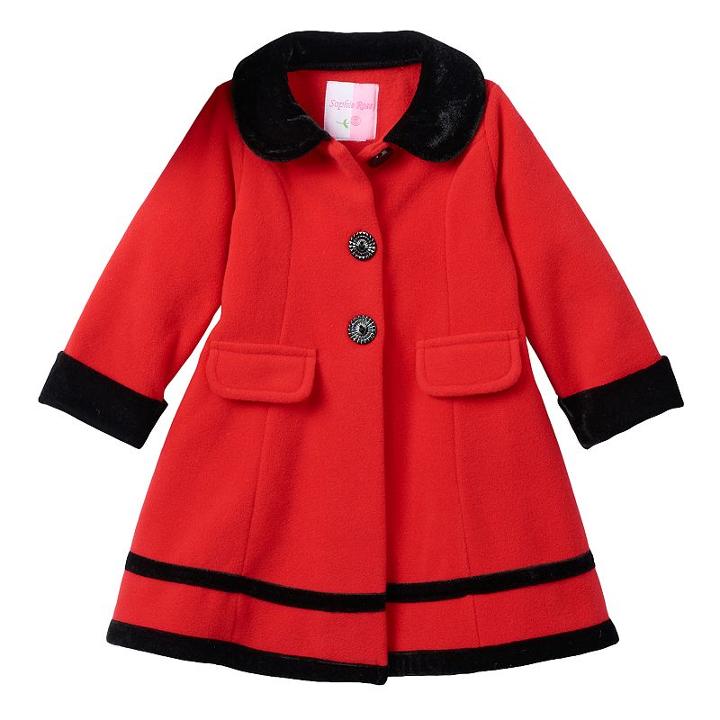 Girls 7-10 Sophie Rose Velvet-trim Fleece Coat, Girl's, Size: 7, Brt Red