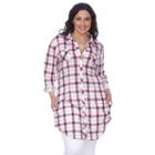 Plus Size White Mark Plaid Flannel Tunic, Women's, Size: 1xl, Red Other