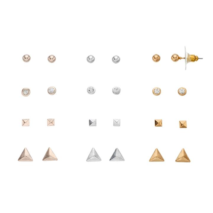 Lc Lauren Conrad Geometric Pyramid Nickel Free Stud Earring Set, Women's, Multicolor