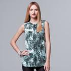Women's Simply Vera Vera Wang Smocked Shoulder Blouse, Size: Medium, Dark Green