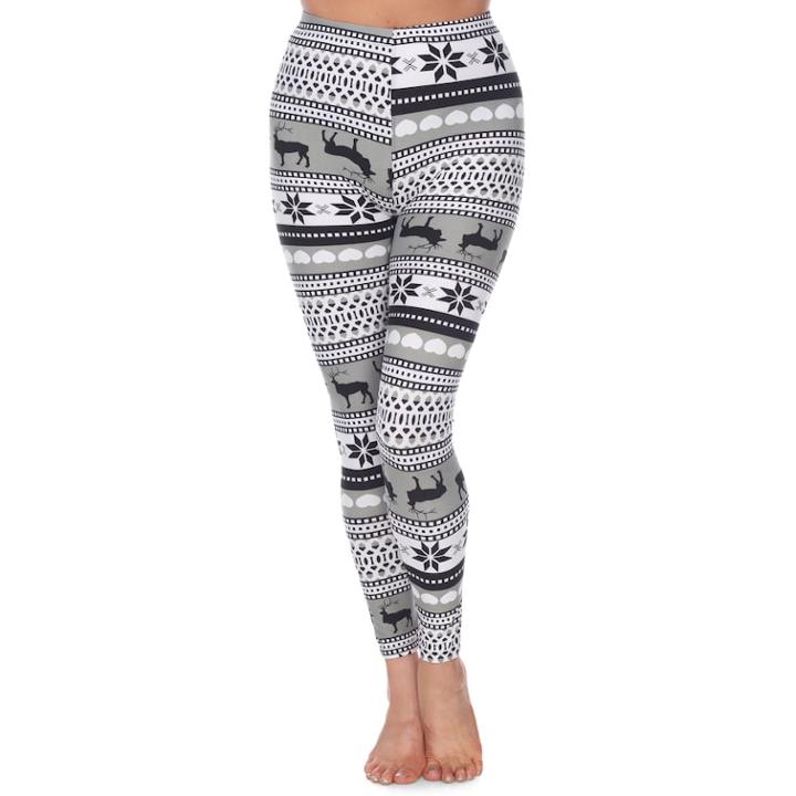 Women's White Mark Printed Leggings, Grey