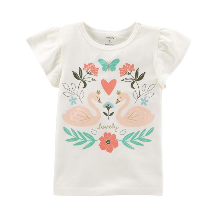 Girls 4-8 Carter's Lovely Graphic Tee, Size: 4-5, White