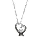 Silver Luxuries Cubic Zirconia & Marcasite Heart Pendant, Women's, Grey