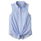 Girls 7-16 So&reg; Button-down Patterned Tie-front Top, Girl's, Size: 12, Blue (navy)