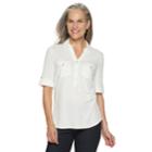Women's Croft & Barrow&reg; Slubbed Roll-tab Shirt, Size: Xl, White