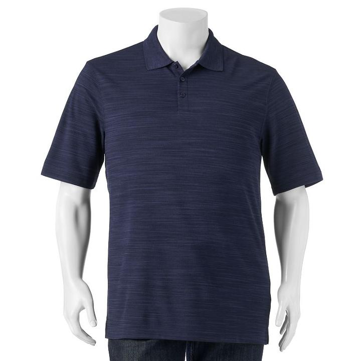 Big & Tall Haggar Classic-fit Space-dyed Textured Performance Polo, Men's, Size: L Tall, Blue Other