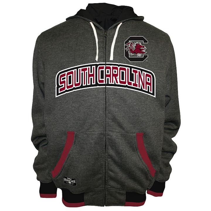 Men's Franchise Club South Carolina Gamecocks Power Play Reversible Hooded Jacket, Size: Large, Grey
