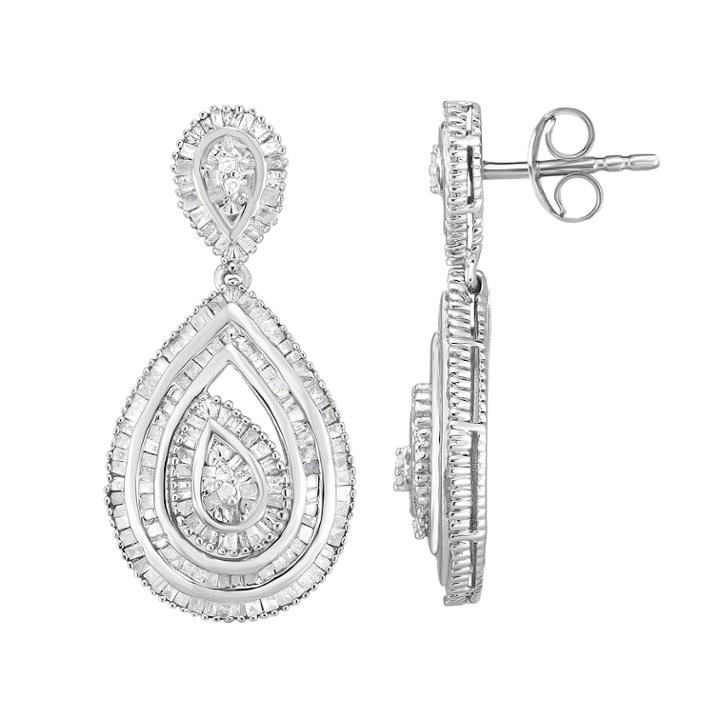 1 Carat T.w. Diamond Teardrop Earrings, Women's, White