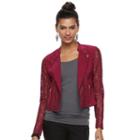 Juniors' Candie's&reg; Lace Crop Moto Jacket, Teens, Size: Medium, Red