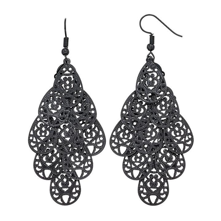 Textured Filigree Teardrop Nickel Free Kite Earrings, Women's, Oxford