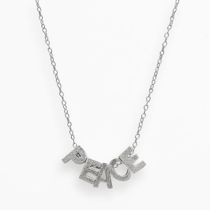 Sterling Silver Peace Necklace, Women's, Size: 18, Grey
