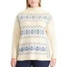 Plus Size Chaps Fairisle Mockneck Sweater, Women's, Size: 2xl, White