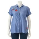 Juniors' Plus Size So&reg; Shirttail Chambray Shirt, Girl's, Size: 1xl, Dark Blue