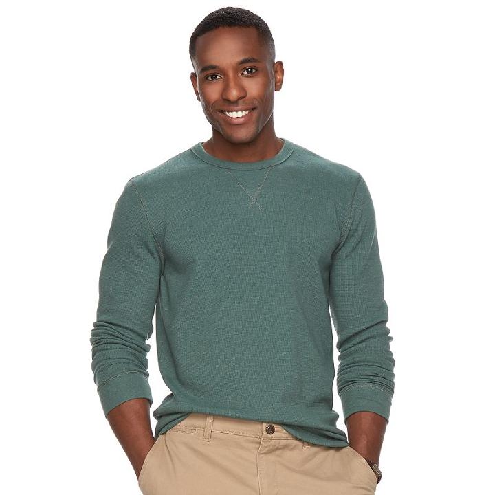 Men's Sonoma Goods For Life&trade; Classic-fit Soft-touch Stretch Thermal Crewneck Tee, Size: Small, Green