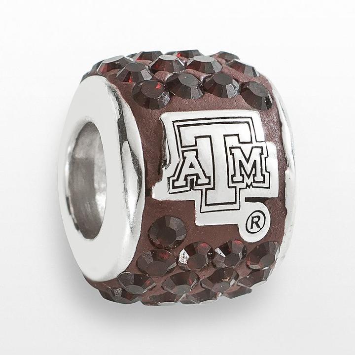 Logoart Texas A & M Aggies Sterling Silver Crystal Logo Bead - Made With Swarovski Crystals, Women's, Red